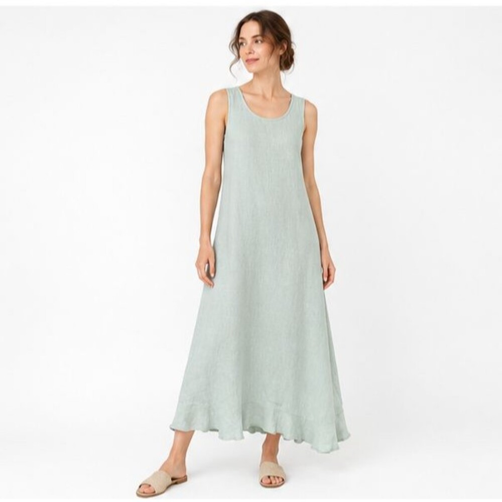 Lagenlook Minimalist Sleeveless Maxi Dress Mint Green Bryn Walker XXS USA
